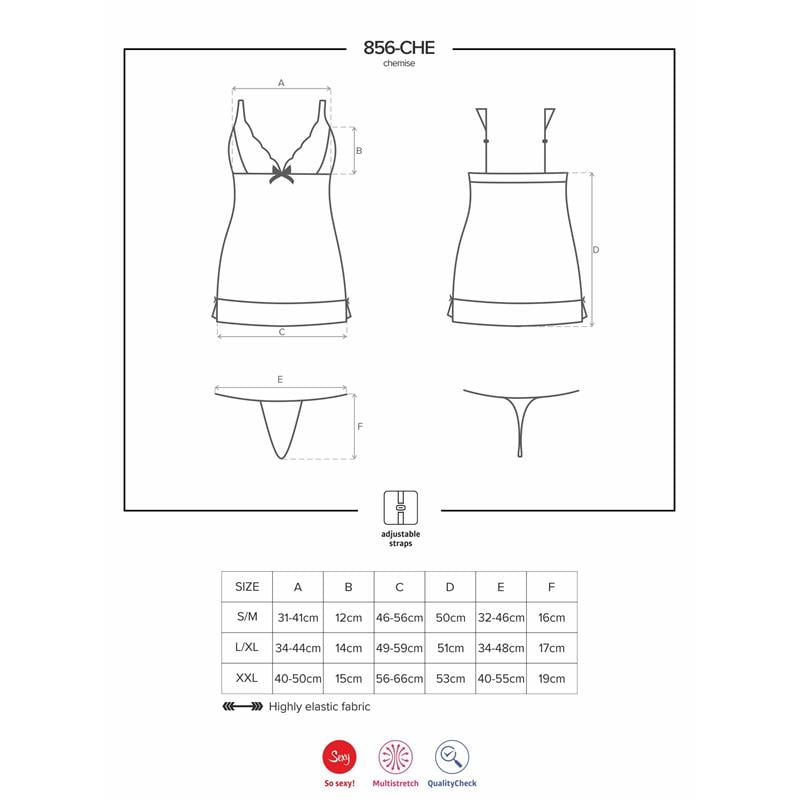 856-CHE-1 Chemise y Tanga Color Negro - Imagen 3
