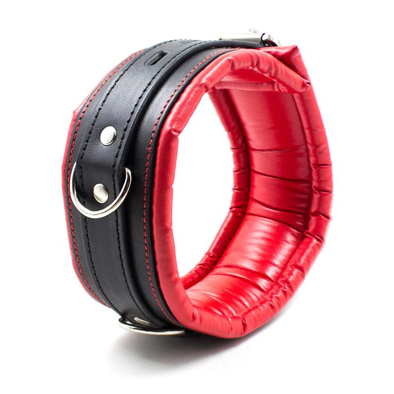 Collar con Correa de Metal e Interior Acolchado Negro/Rojo - Imagen 2