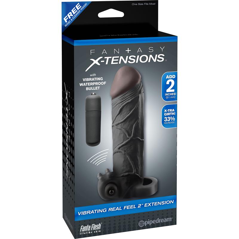 Fantasy X-tensions Vibrador Real Feel de 5,1 cm con Extensión - Color Negro - Imagen 4