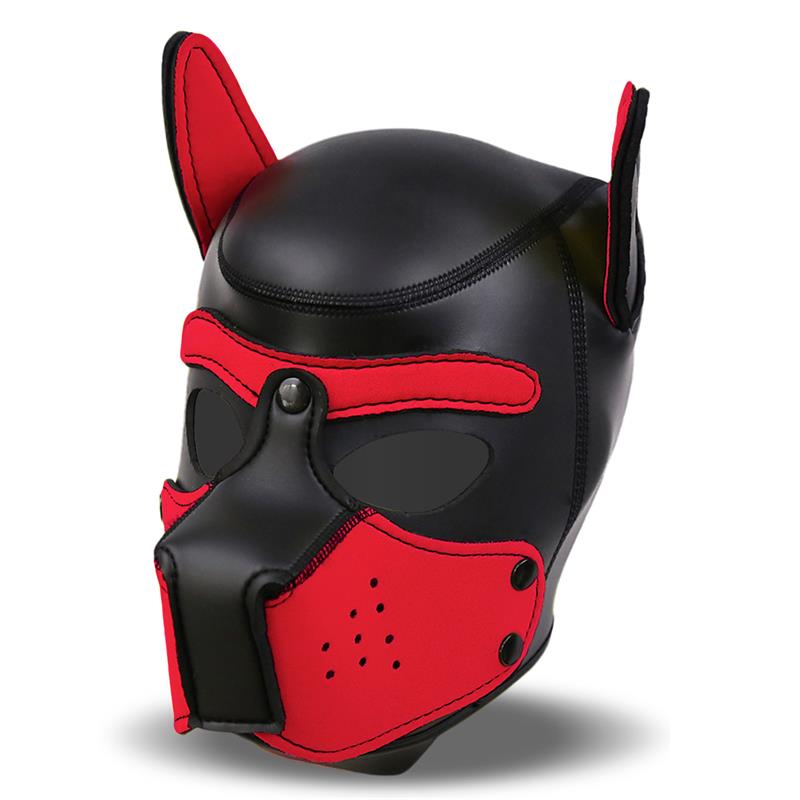 Hound Máscara de Perro Neopreno Hocico Extraíble Negro/Rojo Talla Única - Imagen 2