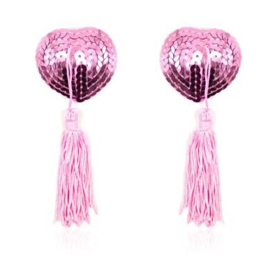 Pezoneras Autoadhesivas Forma de Corazón con Lentejuelas Rosa