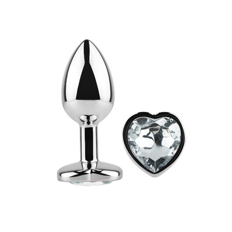 Plug Anal con Joya de Corazón Blanco Talla M - Imagen 3