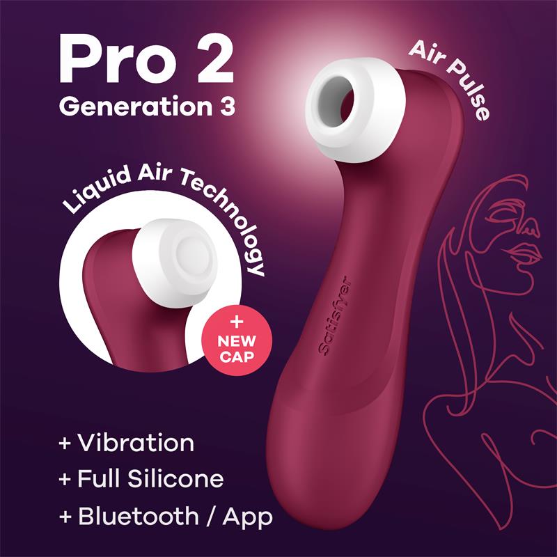 Ver en Pro 2 Gen 3 Liquid Air Technology Succión y Vibración App Connect Wine Red - Rojo Vino