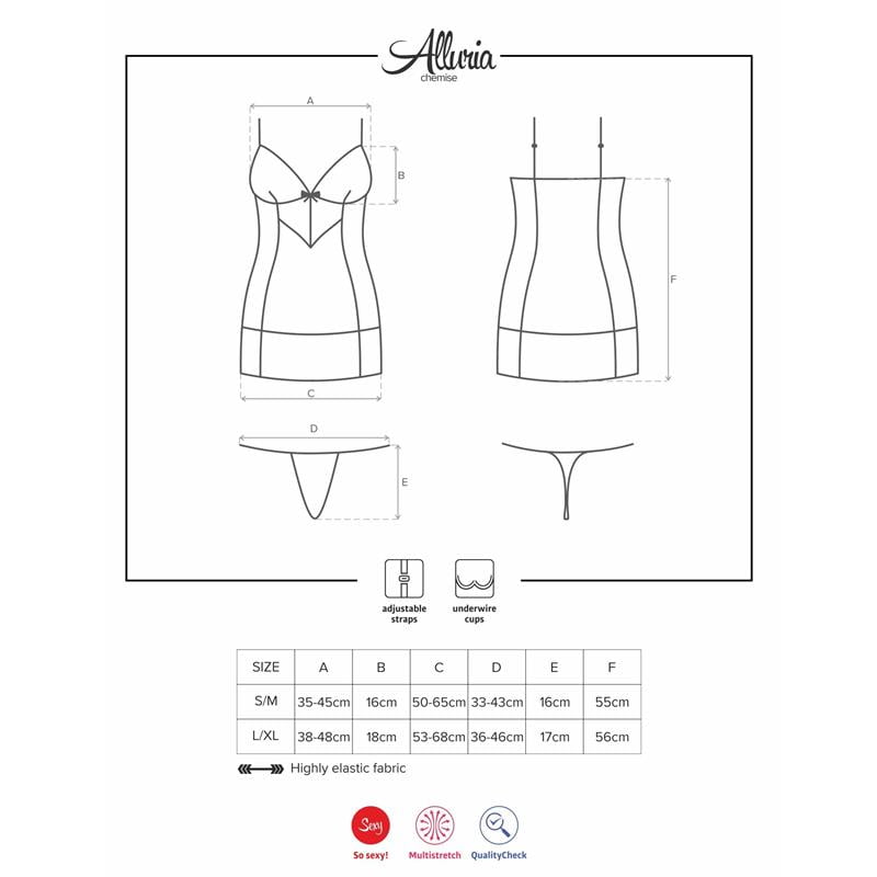 Alluria Chemise y Tanga Color Negro - Imagen 3