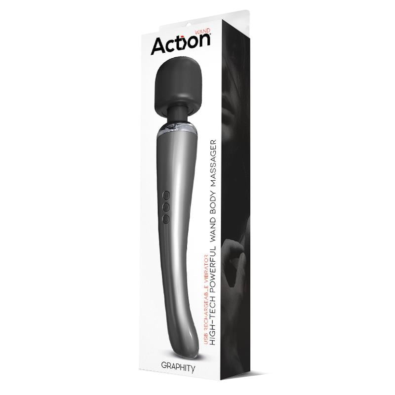 Graphity Wand Masajeador High-Tech Súper Potente Inalámbrico USB Color Grafito Silicona - Imagen 8
