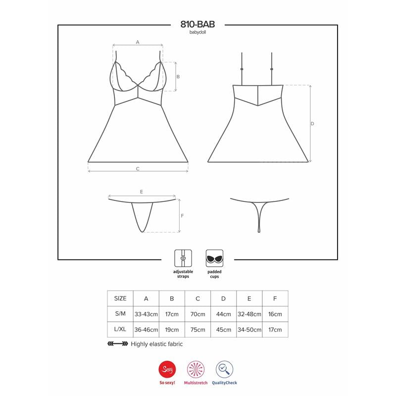 810-BAB-1 Babydoll y Tanga Color Negro - Imagen 3
