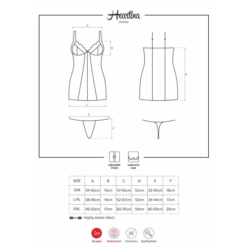 Heartina Chemise y Tanga Color Rojo - Imagen 3