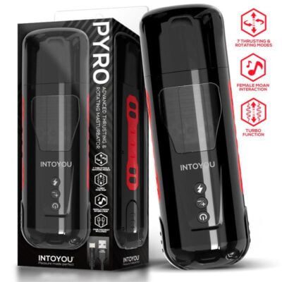 Masturbador Automático Intoyou Pyro con funciones de thrusting, rotación y turbo, para un placer máximo.