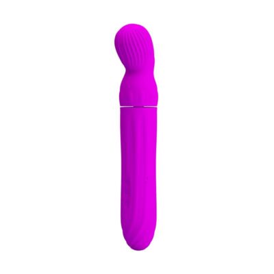 Vibrador doble estimulación 12 modos y 4 rotaciones independientes - Juguete íntimo en silicona azul turquesa premium, con cabezal giratorio y base ergonómica.
