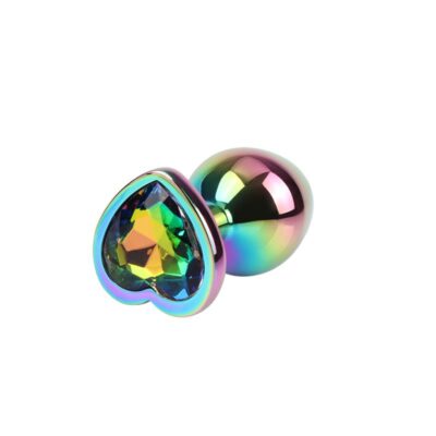 Alternative view of Rainbow Heart Plug Anal multicolor con Joya Talla M
