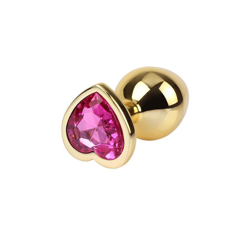 Rosy Heart Plug Anal dorado con Joya Talla M - Imagen 2