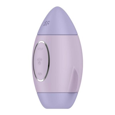 Satisfyer Mission Control Violet Succionador, vista lateral izquierda, color violeta, botón encendido.