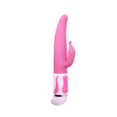 Vibrador estriado Pretty Love Antoine rosa con múltiples funciones de vibración y rotación para el clítoris.