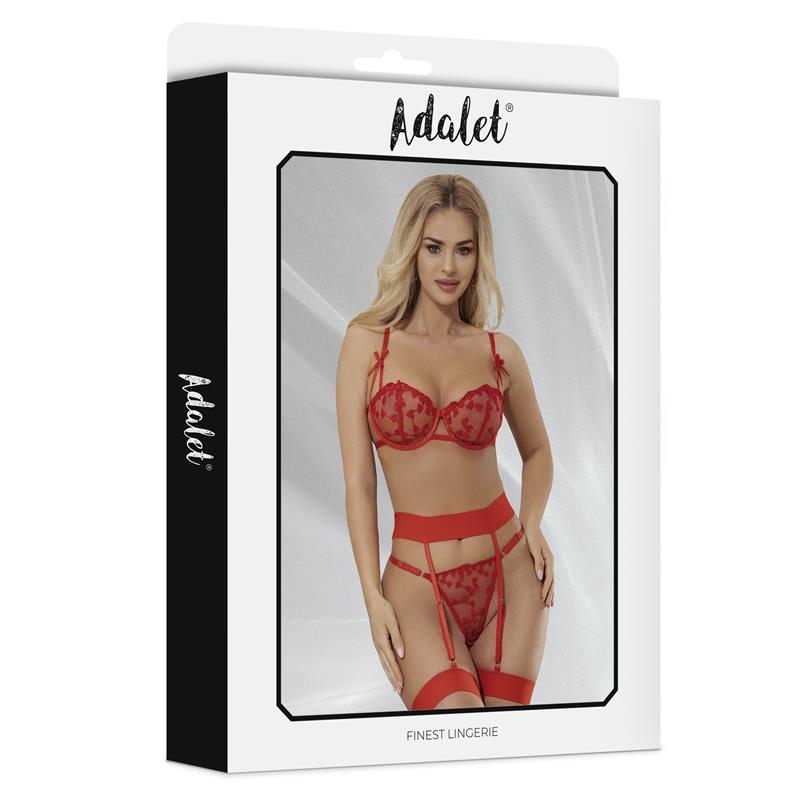 Zoey Set Sujetador, Tanga y Liguero con Corazones Rojo - Imagen 4