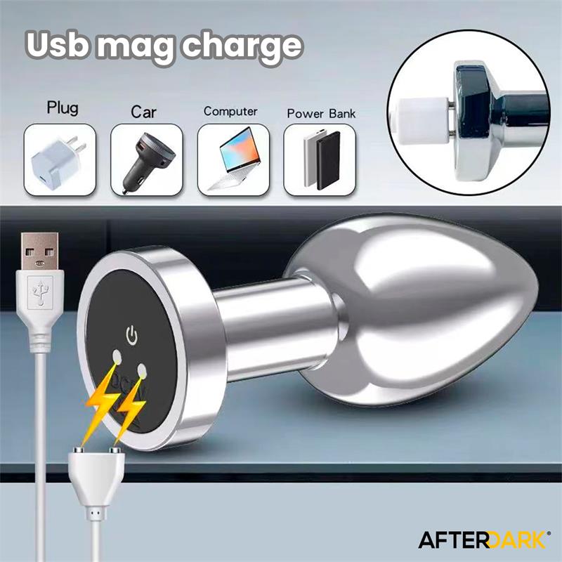 Dimpor Plug Anal Cromado con Vibración USB Magnético Talla S - Imagen 7