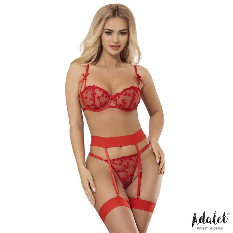 Zoey Set Sujetador, Tanga y Liguero con Corazones Rojo - Imagen 5