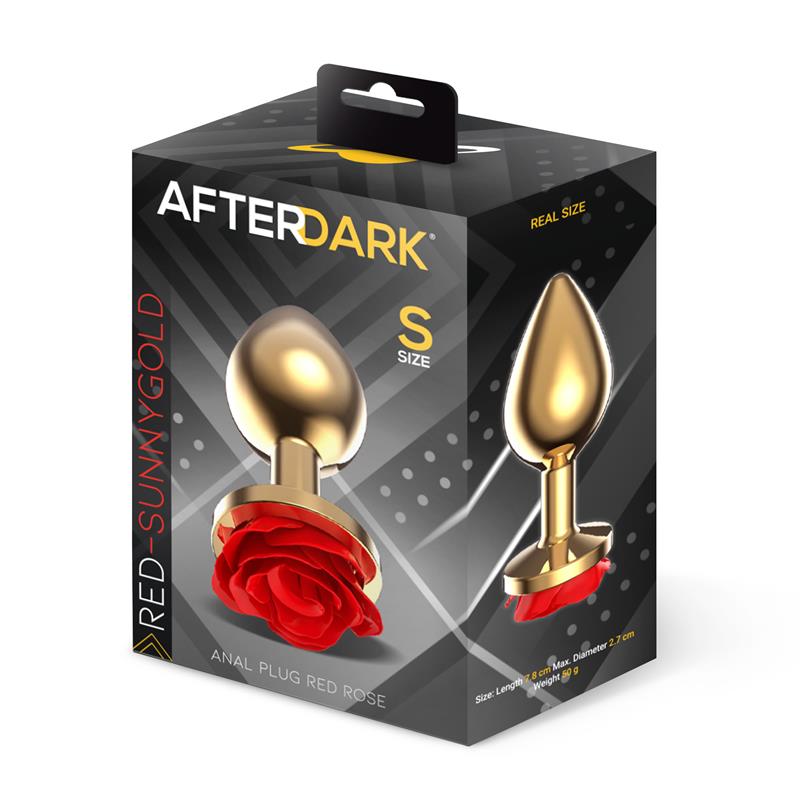 Plug Anal de Metal Dorado con Rosa Roja en la Base Talla S - Imagen 4
