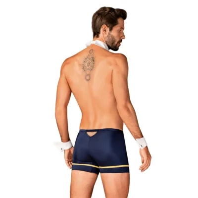 Set Gigolo 4 piezas, vista trasera. Se aprecia el ajuste de los boxers y la parte posterior del cuello y los puños.