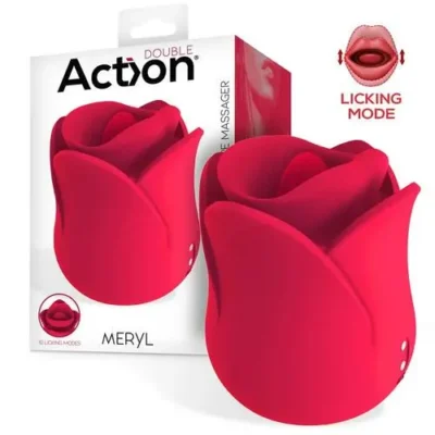 Estimulador de Clítoris de Rosa Meryl Action con lengua flexible y 2 motores