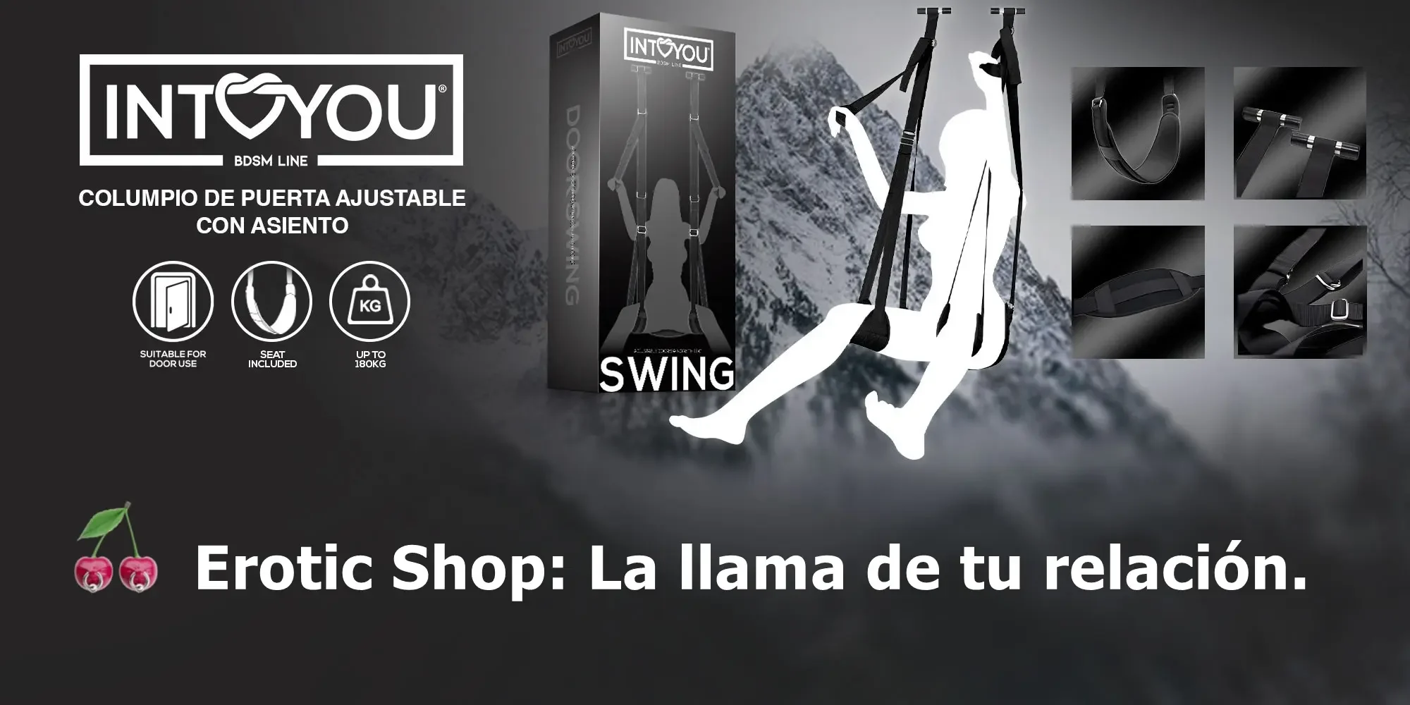 Columpio sexual de puerta INTOYOU BDSM LINE para parejas, con soporte acolchado y ajustable para manos, piernas y asiento.